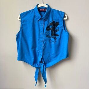 Vintage Country Western Top‎ Women's Large Blue Line Dance Nashville Rodeo Crop